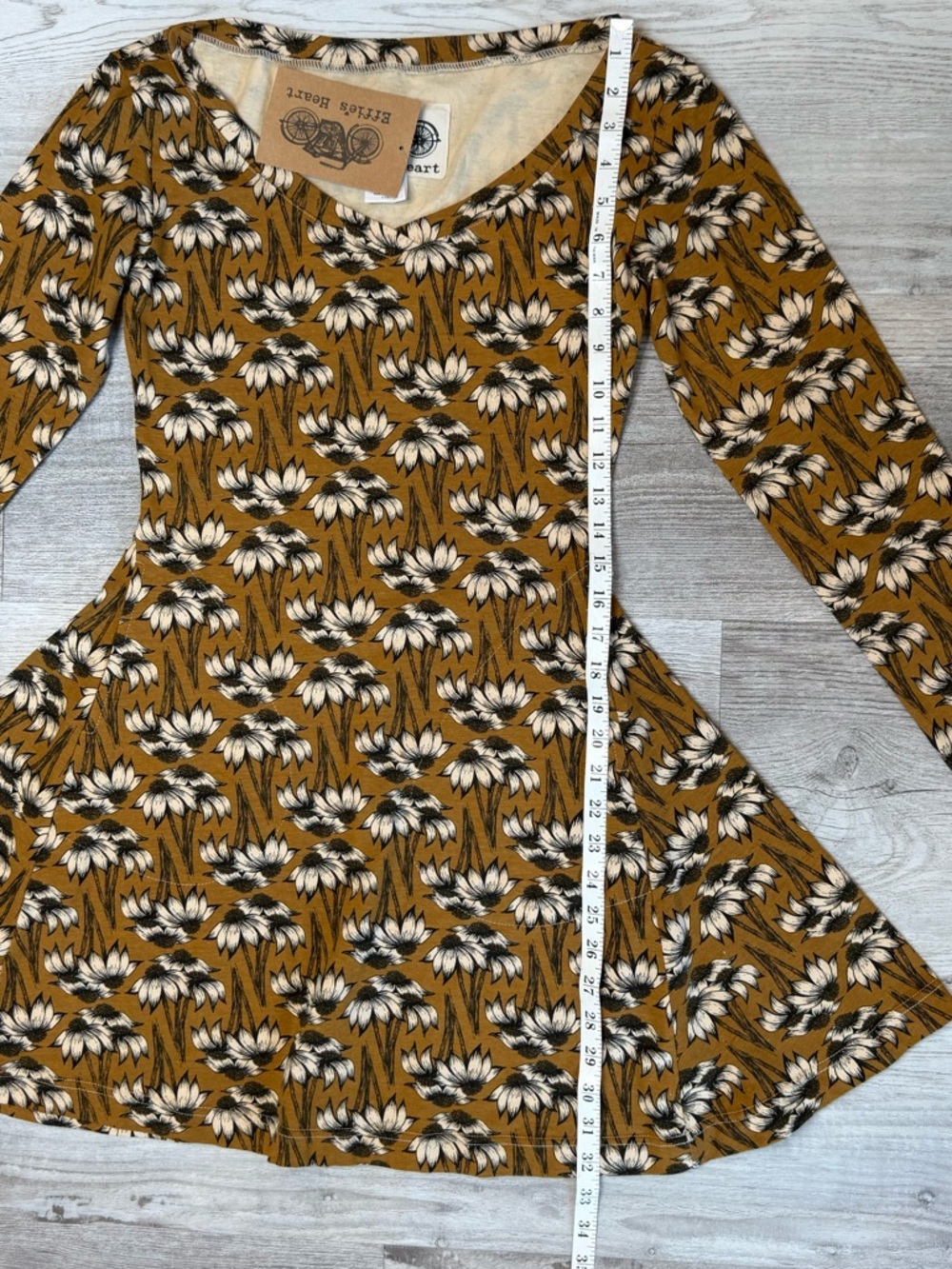 Effie's Heart The Relax Tunic Susan Mustard Floral Long-Sleeve Dress Size S NWT - Picture 13 of 13